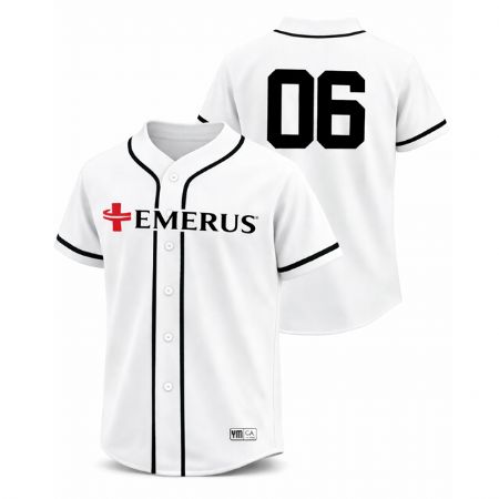White, Button Up Baseball Jersey - Emeru