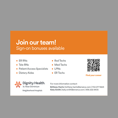 Dignity CRD Recruitment Postcard