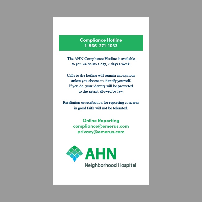 AHN Compliance Card