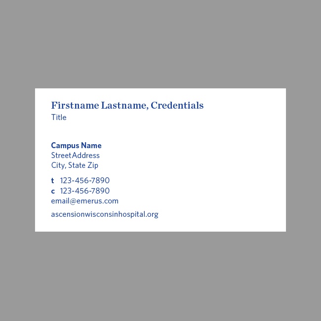 Ascension Wisconsin Hospital Business Cards #3