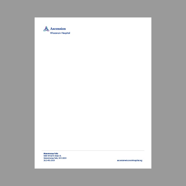 Ascension Wisconsin Hospital Letterhead #2