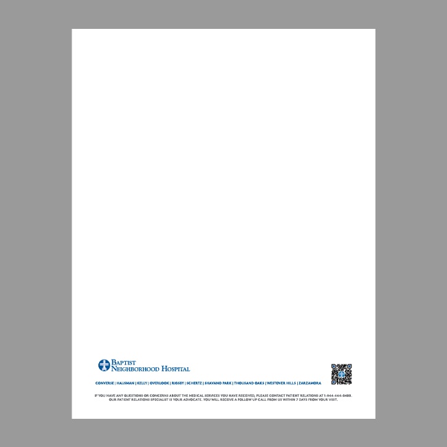 Baptist Neighborhood Hospital Regional Letterhead