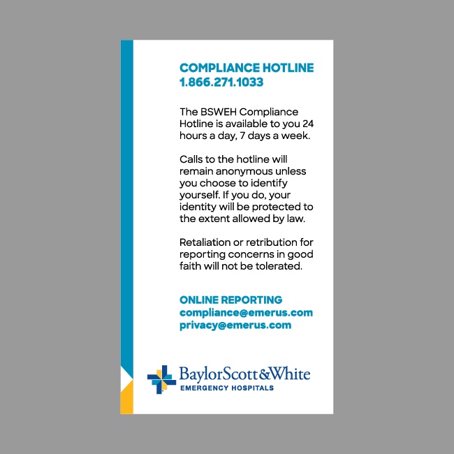 BSWEH Compliance Card