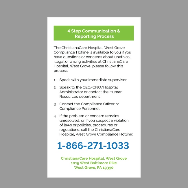 ChristianaCare Compliance Card #2