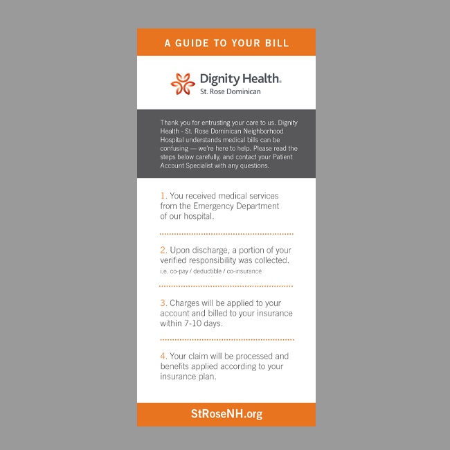 Dignity Health Billing Process Card