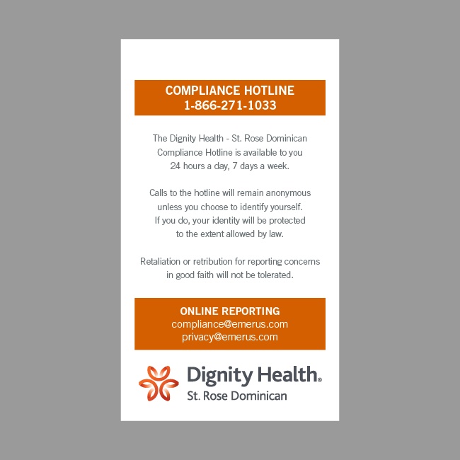 Dignity Health Compliance Card
