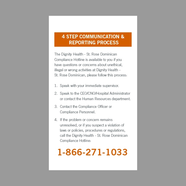 Dignity Health Compliance Card #2