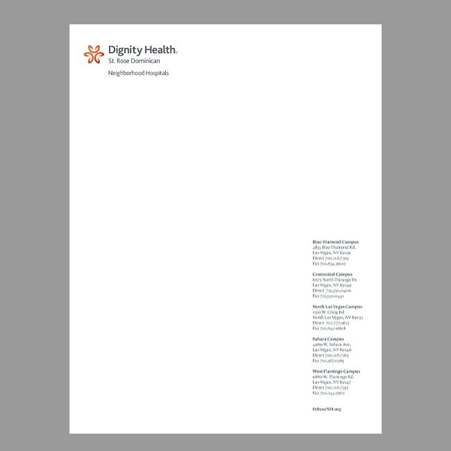 Dignity Health Letterhead