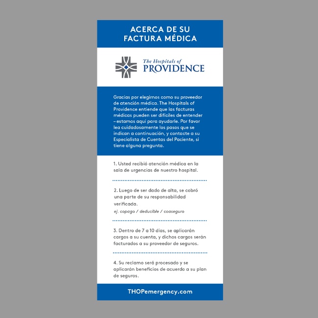 The Hospitals of Providence Billing Process Card #3