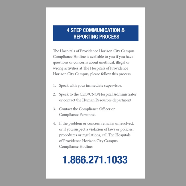 The Hospitals of Providence Compliance Card #5