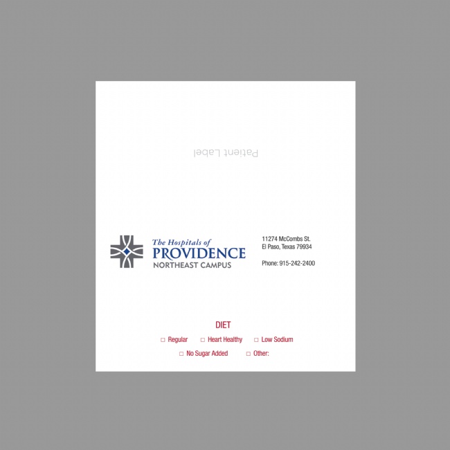The Hospitals of Providence Dietary Tent Card #2