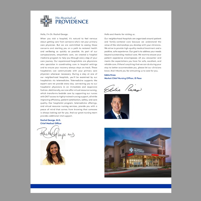 The Hospitals of Providence Inpatient Video Letter