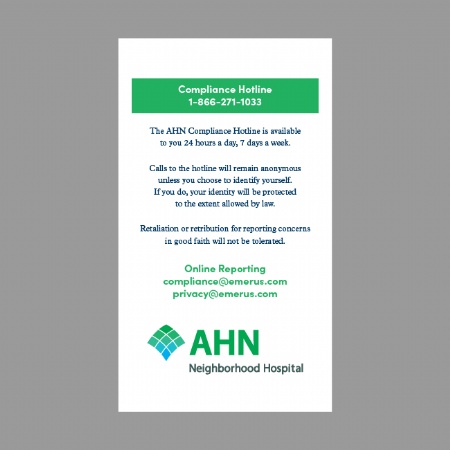 AHN Compliance Card
