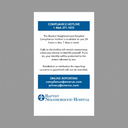 BNH Compliance Card