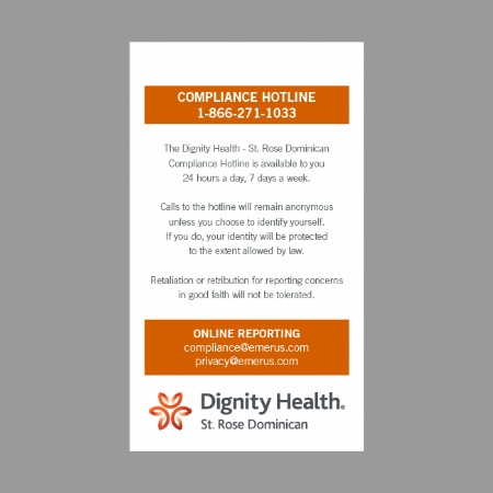 Dignity Health Compliance Card