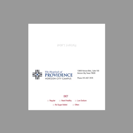 The Hospitals of Providence Dietary Tent Card