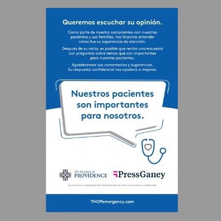 The Hospitals of Providence Press Ganey Poster - Spanish